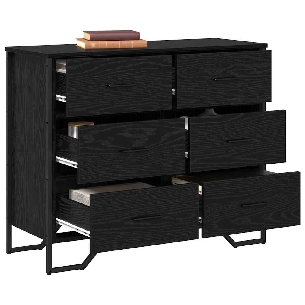 Cassettiera Rovere nero 91 x 35.5 x 74.5 cm Legno multistrato