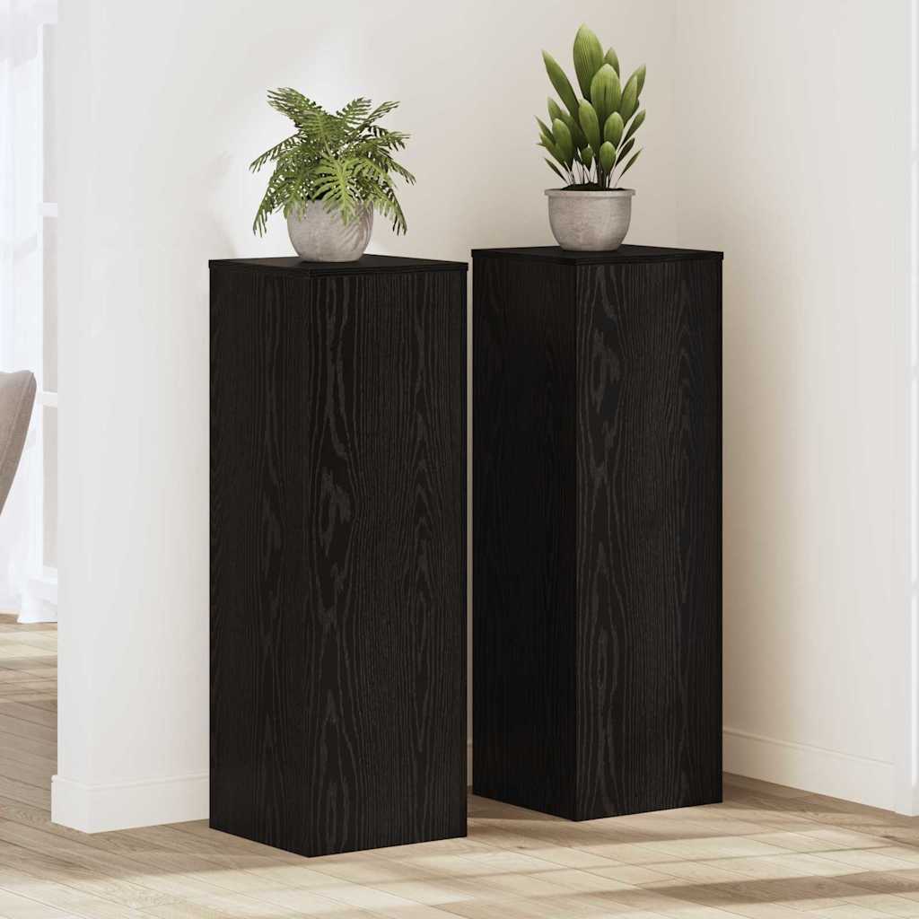 Supporto per piante 2 pcs Rovere nero 33 x 33 x 100 cm