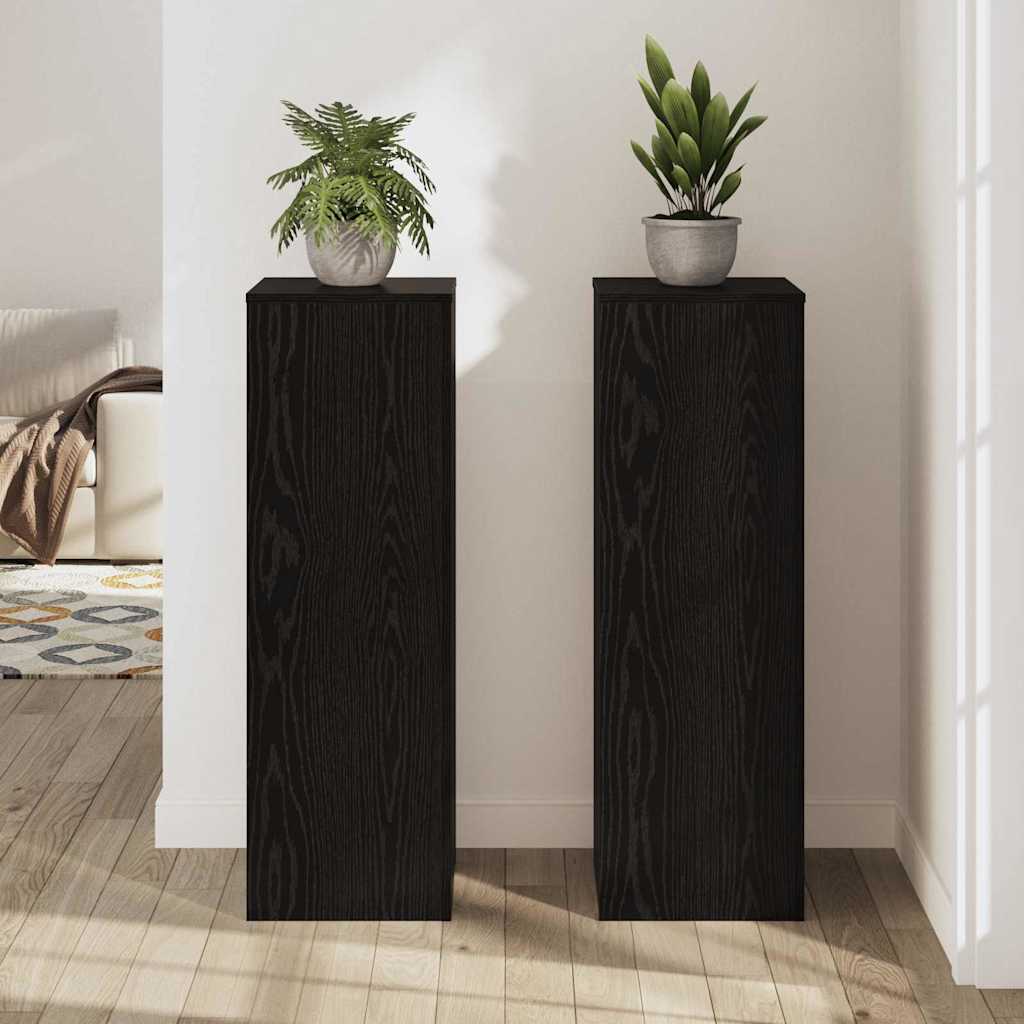 Supporto per piante 2 pcs Rovere nero 33 x 33 x 100 cm