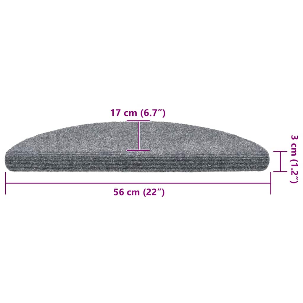 Tappetini per scale autoadesivi 30 pz 56x17x3 cm Grigio chiaro semicircolari | homemem39