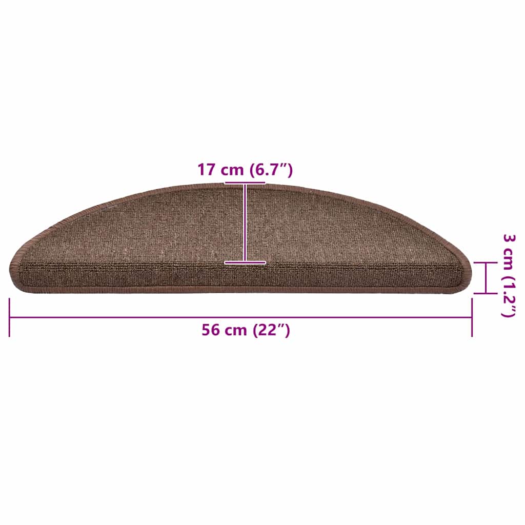 Tappetini per scale 30 pz 56x17x3 cm Marrone caffè Semicircolari | homemem39