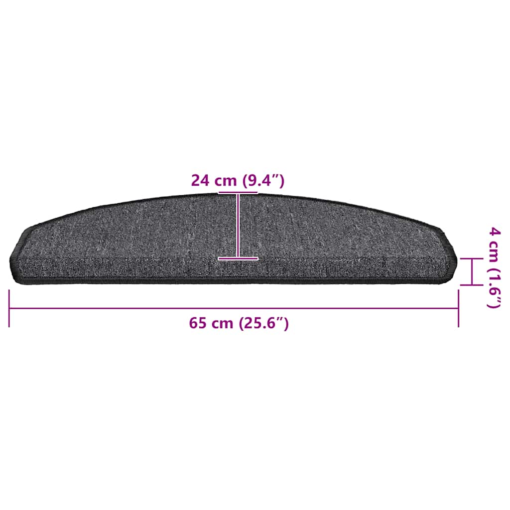 Tappetini per scale 30 pz 65x24x4 cm Antracite Semicircolari Grandi | homemem39