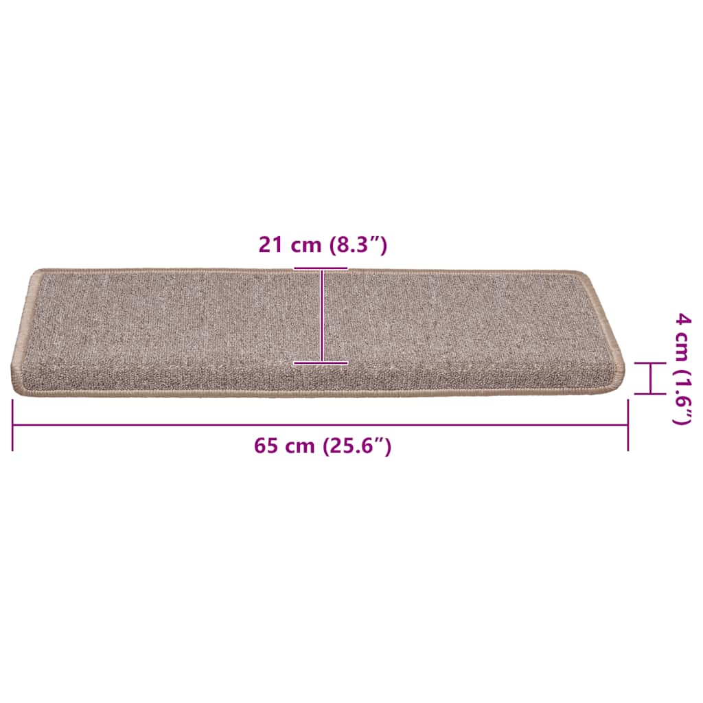 Tappetini per scale 30 pz 65x21x4 cm Marrone chiaro Bordo rettangolare | homemem39