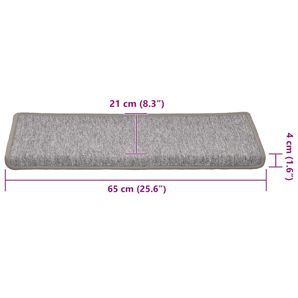 Tappetini per scale 30 pz 65x21x4 cm Grigio chiaro Bordo rettangolare | homemem39