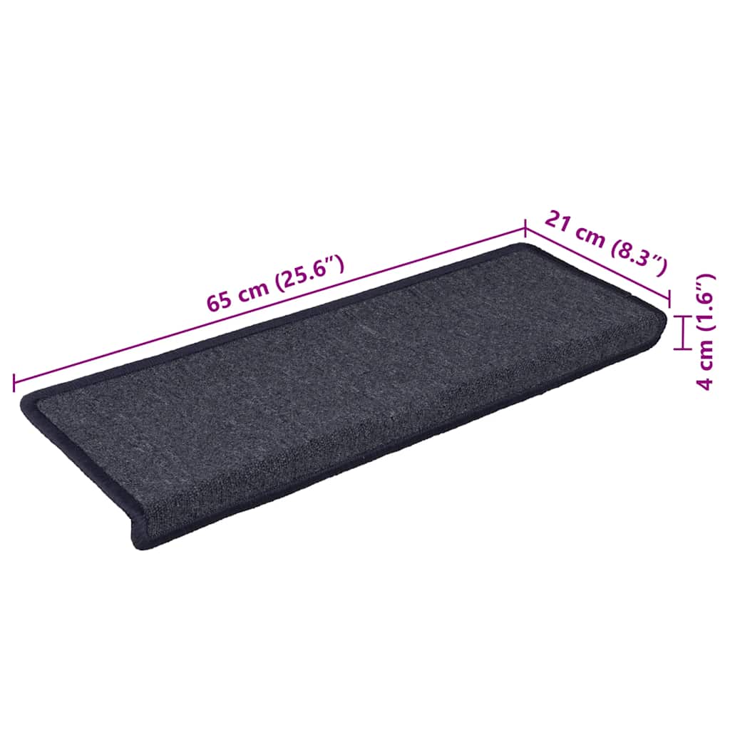 Tappetini per scale 30 pz 65x21x4 cm Grigio scuro e blu con bordo rettangolare