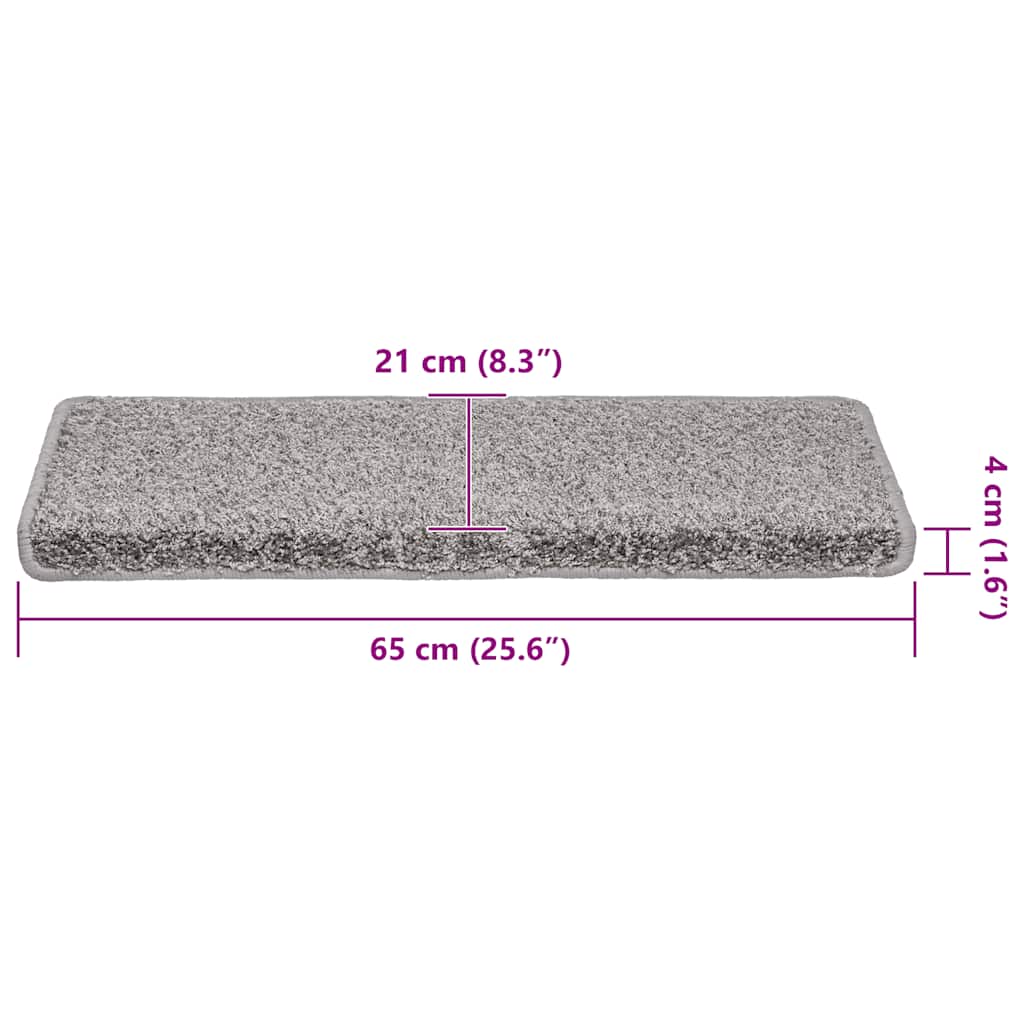 Tappetini per scale 30 pz 65x21x4 cm Grigio Bordo rettangolare | homemem39