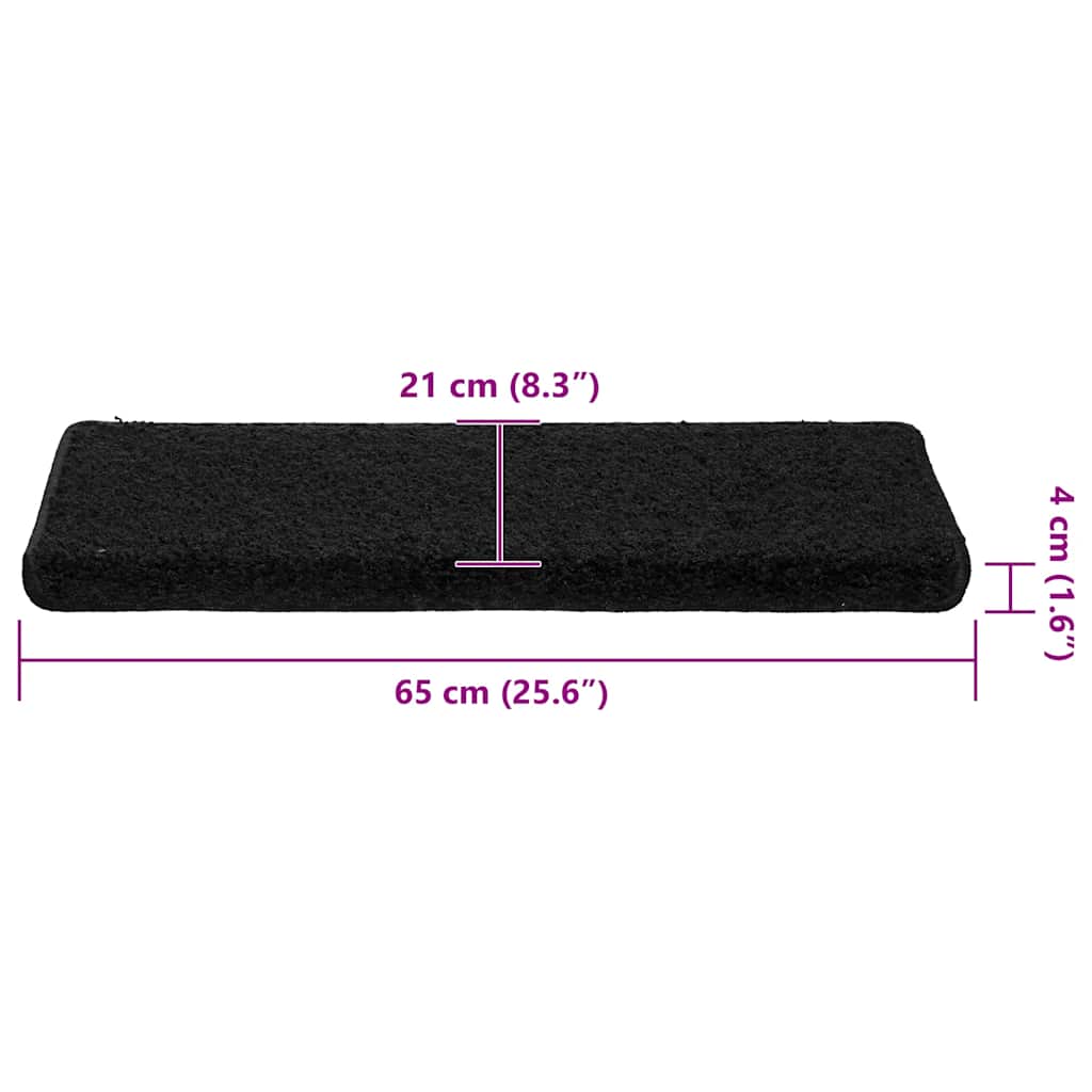 Tappetini per scale 30 pz 65x21x4 cm Nero Bordo rettangolare | homemem39