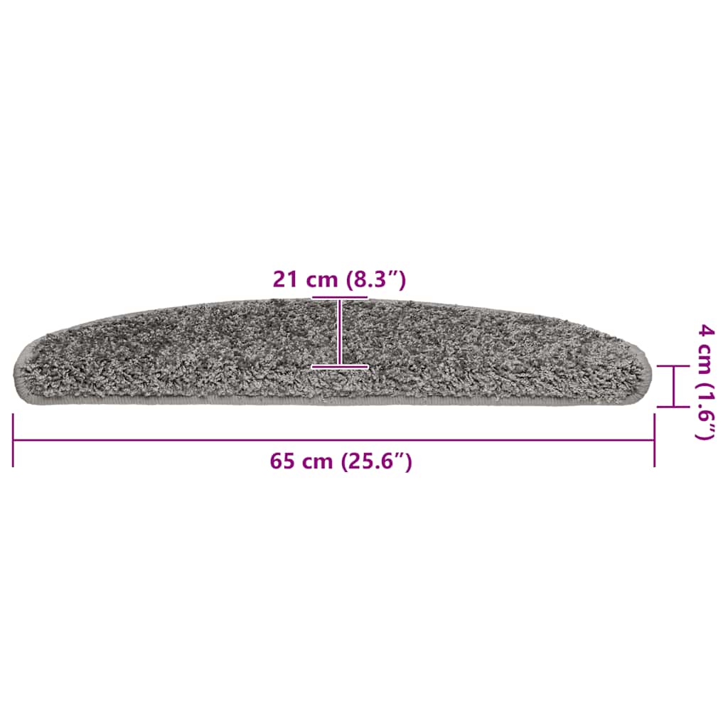 Tappetini per scale 20 pz 65x21x4 cm Grigio Semicircolari Grandi