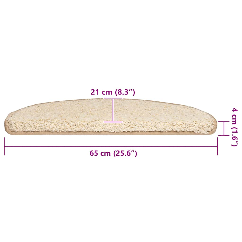 Tappetini per scale 20 pz 65x21x4 cm Crema Semicircolari Grandi