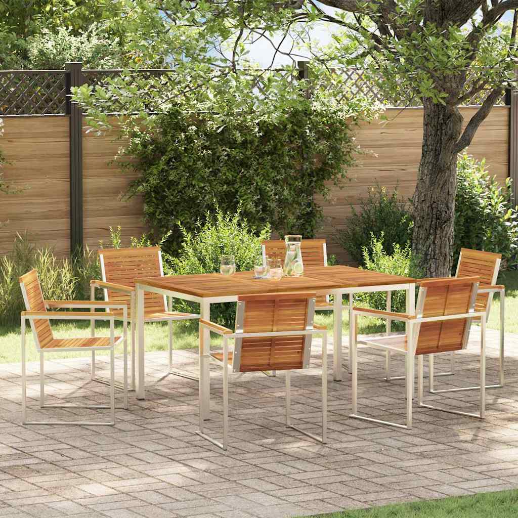 Set da Pranzo per Giardino 7 pcs Legno Massello di Acacia