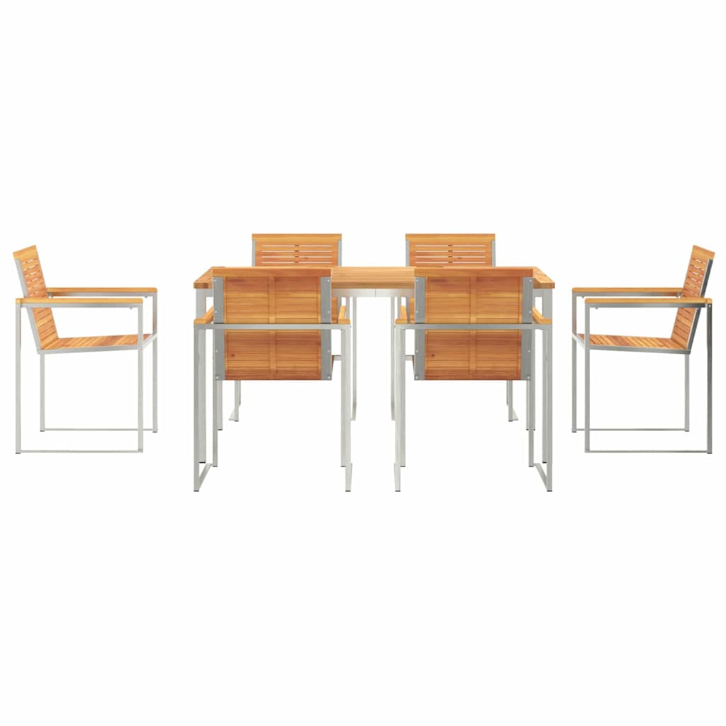 Set da Pranzo per Giardino 7 pcs Legno Massello di Acacia