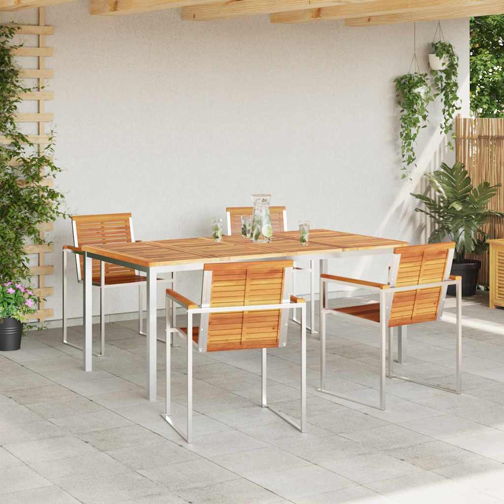 Set da Pranzo per Giardino 5 pcs Legno Massello di Acacia