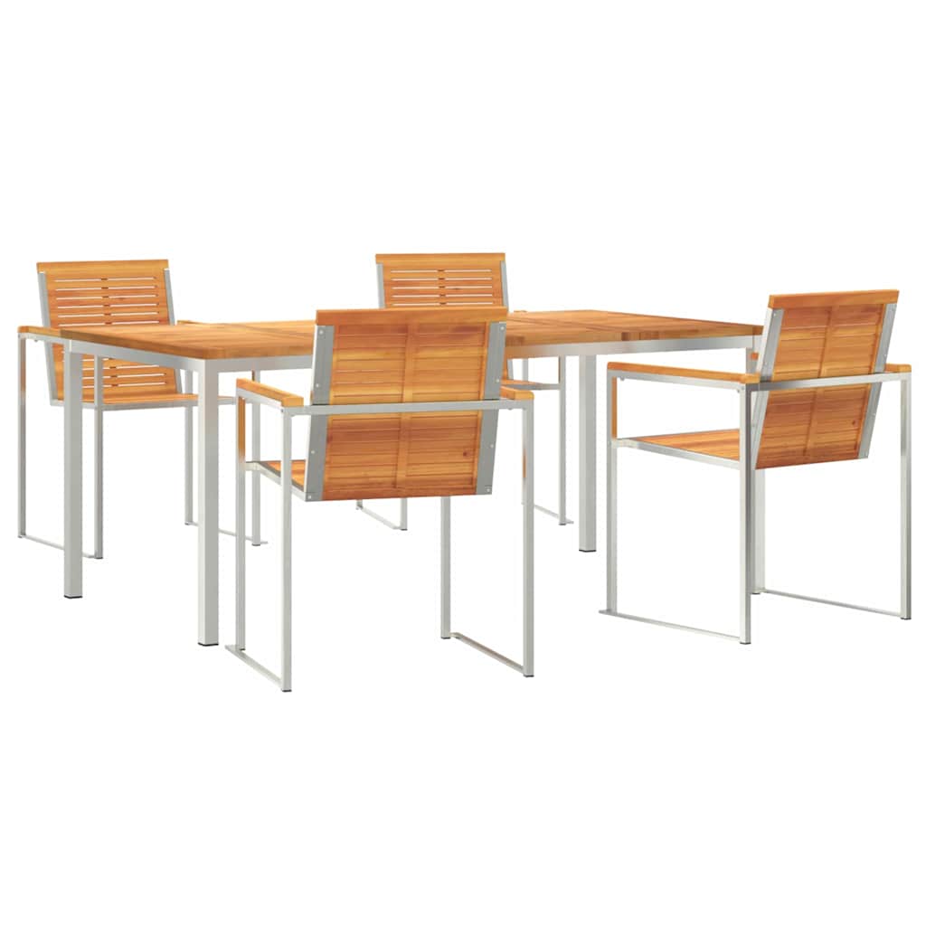 Set da Pranzo per Giardino 5 pcs Legno Massello di Acacia