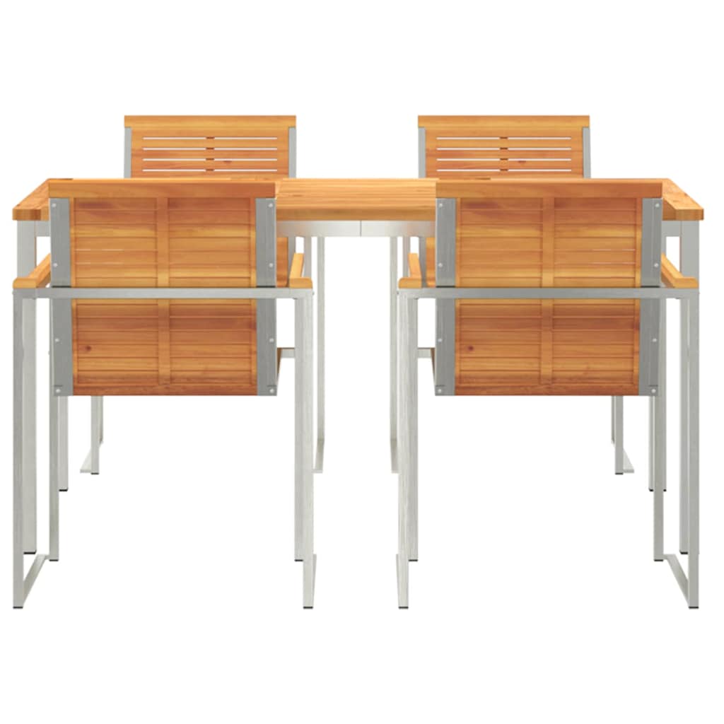 Set da Pranzo per Giardino 5 pcs Legno Massello di Acacia