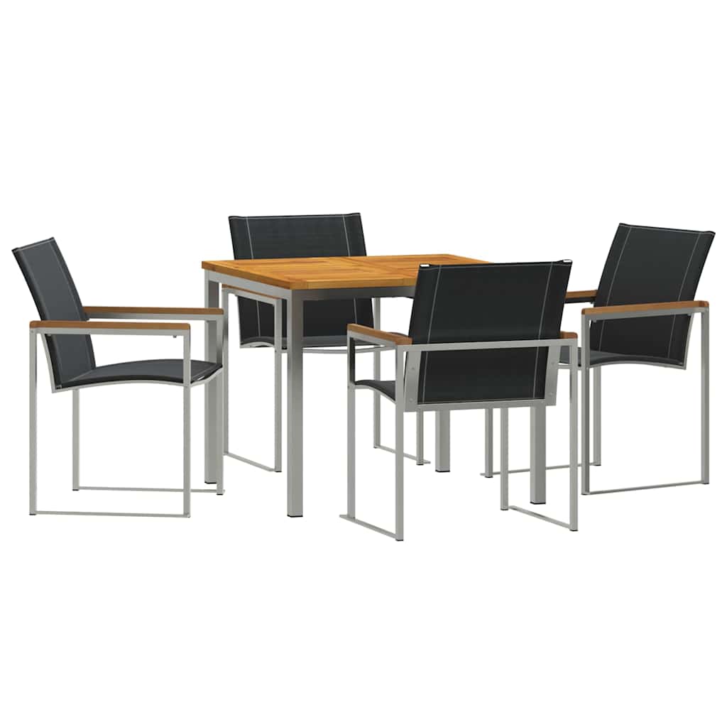 Set da Pranzo per Giardino 5 pcs Legno Massello di Acacia