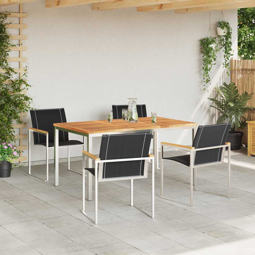 Set da Pranzo per Giardino 5 pcs Legno Massello di Acacia