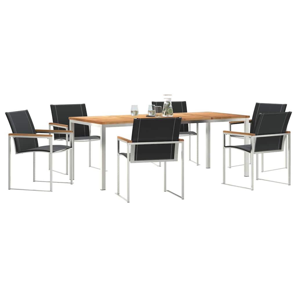 Set da Pranzo per Giardino 7 pcs Legno Massello di Acacia