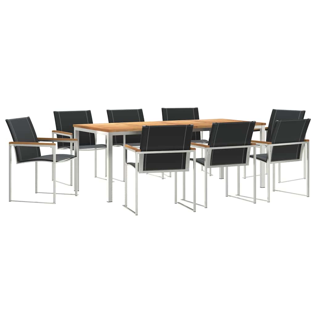Set da Pranzo per Giardino 9 pcs Legno Massello di Acacia