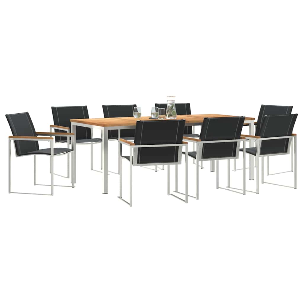 Set da Pranzo per Giardino 9 pcs Legno Massello di Acacia
