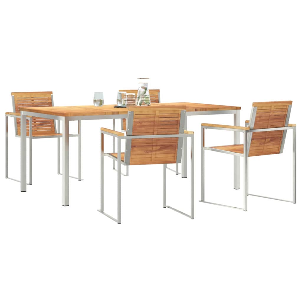 Set da Pranzo per Giardino 5 pcs Legno massiccio di teak