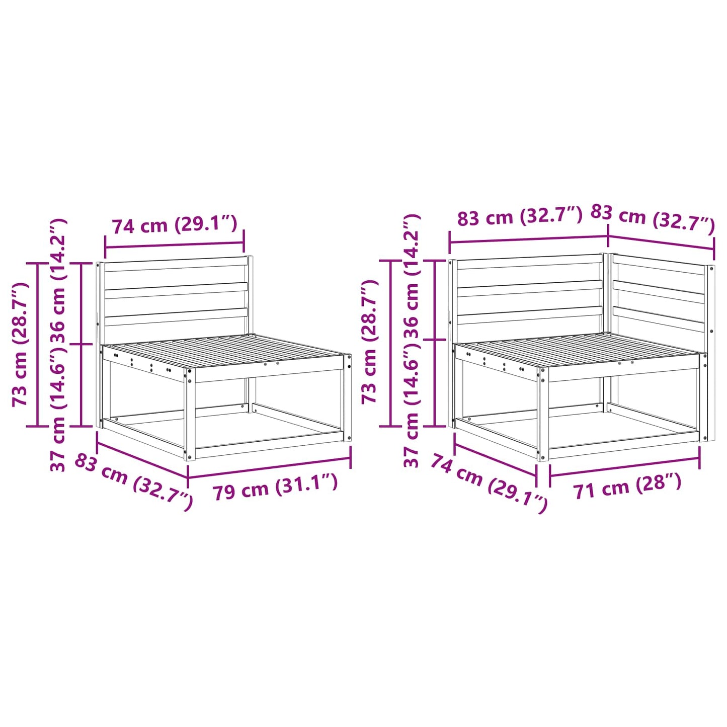 Set di divani da esterno 6 pcs Naturale | homemem39
