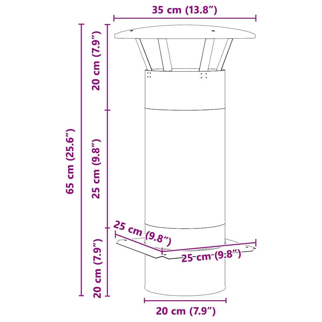 Estensione Camino Argento 35 x 35 x 65 cm Acciaio inossidabile | homemem39