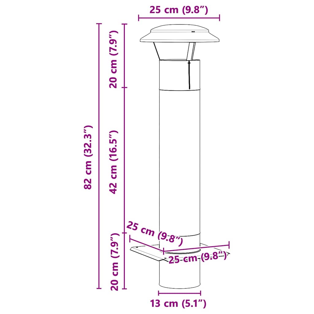 Estensione Camino Argento 25 x 25 x 82 cm Acciaio inossidabile