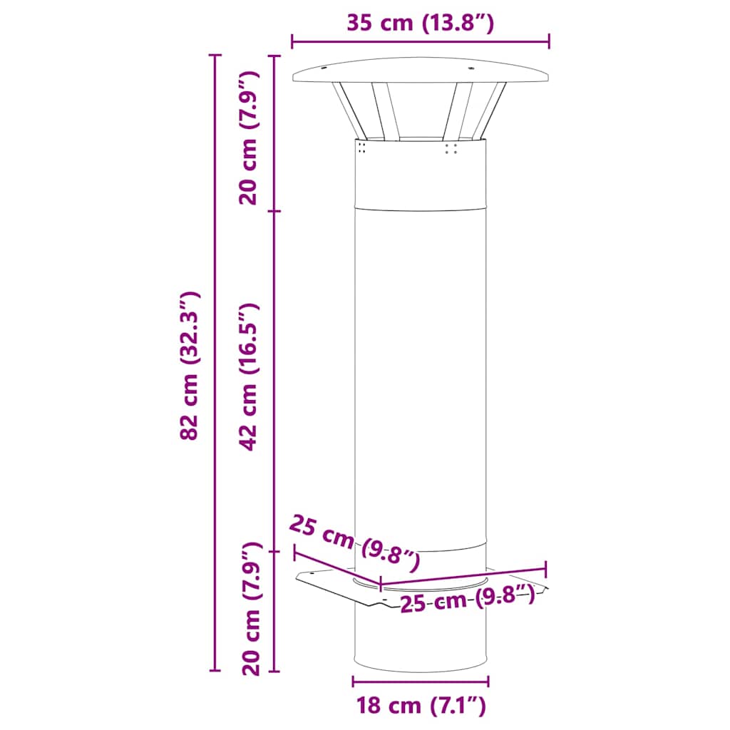 Estensione Camino Argento 35 x 35 x 82 cm Acciaio inossidabile