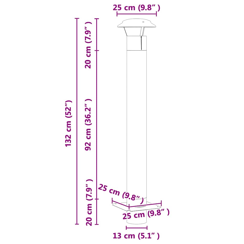 Estensione Camino Argento 25 x 25 x 132 cm Acciaio inossidabile