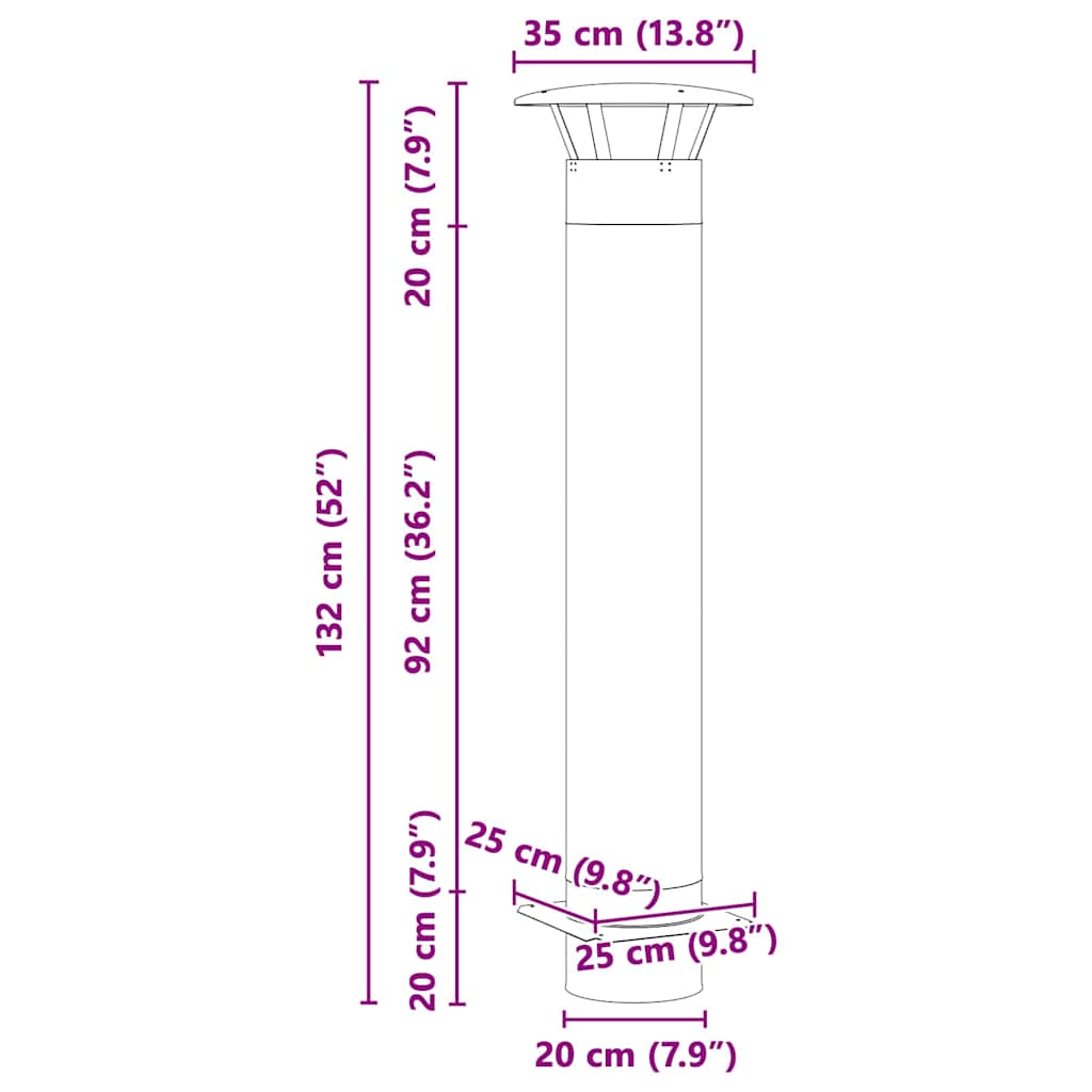 Estensione Camino Argento 35 x 35 x 132 cm Acciaio inox | homemem39