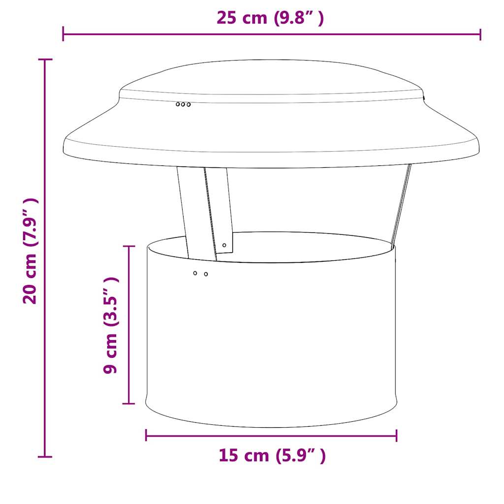 Copertura per Camino Argento 25 x 25 x 20 cm