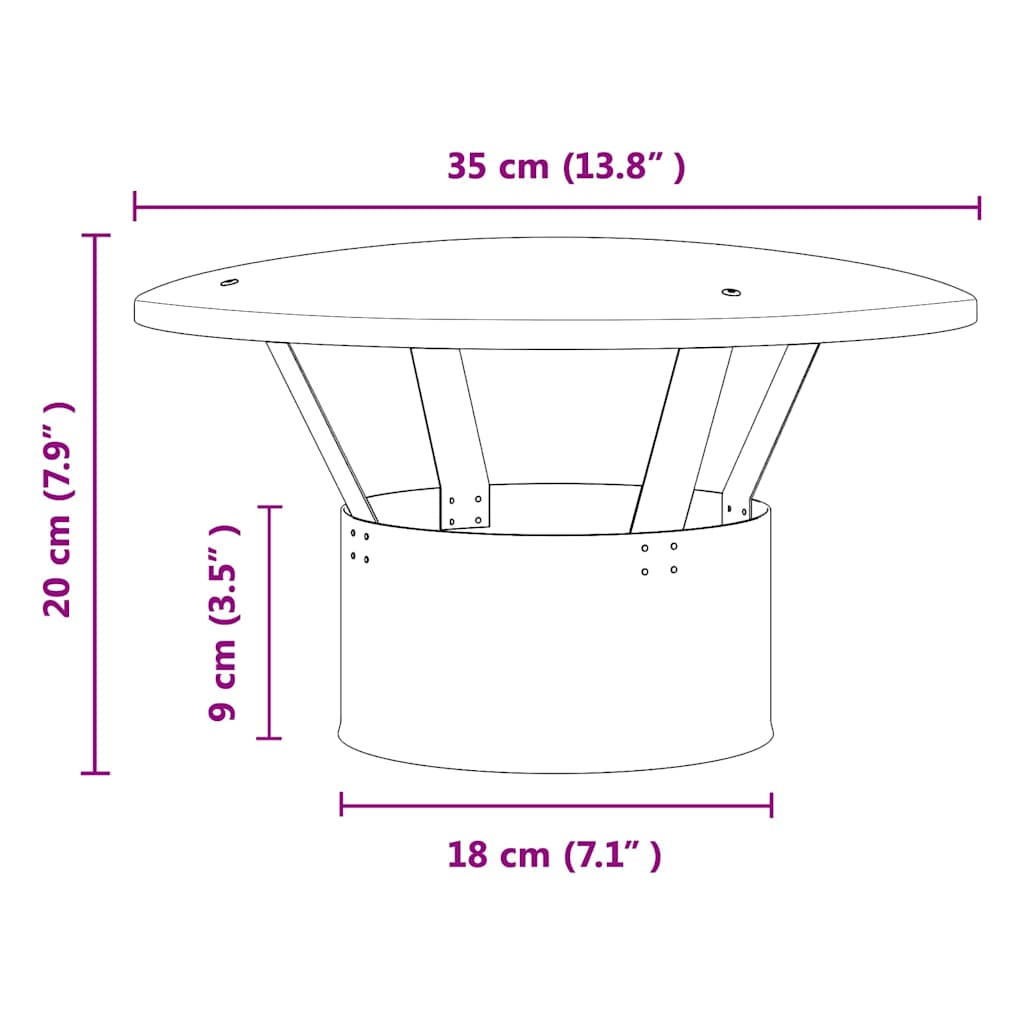 Copertura per Camino Argento 35 x 35 x 20 cm