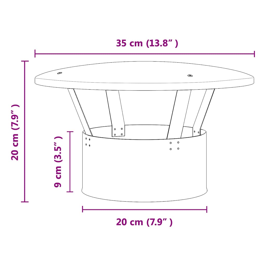 Copertura per Camino Argento 35 x 35 x 20 cm