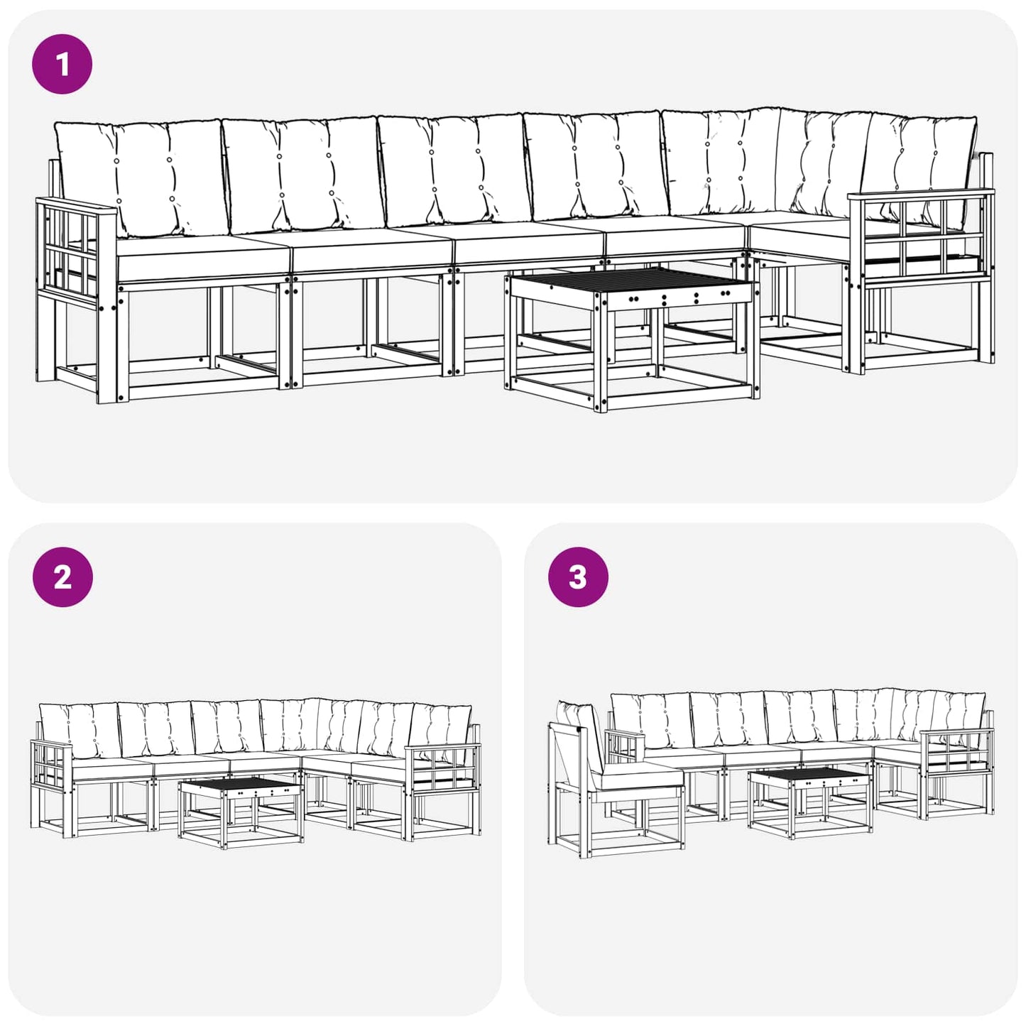 Set di divani da esterno 7 pcs Grigio Naturale e Chiaro | homemem39
