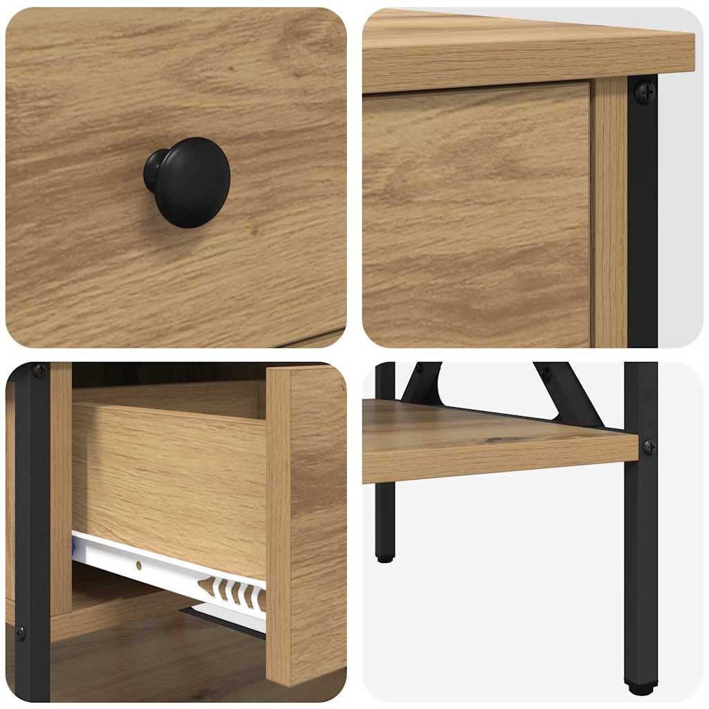 Comodino con cassetto 2 pcs rovere artigianale 40 x 42 x 45 cm | homemem39
