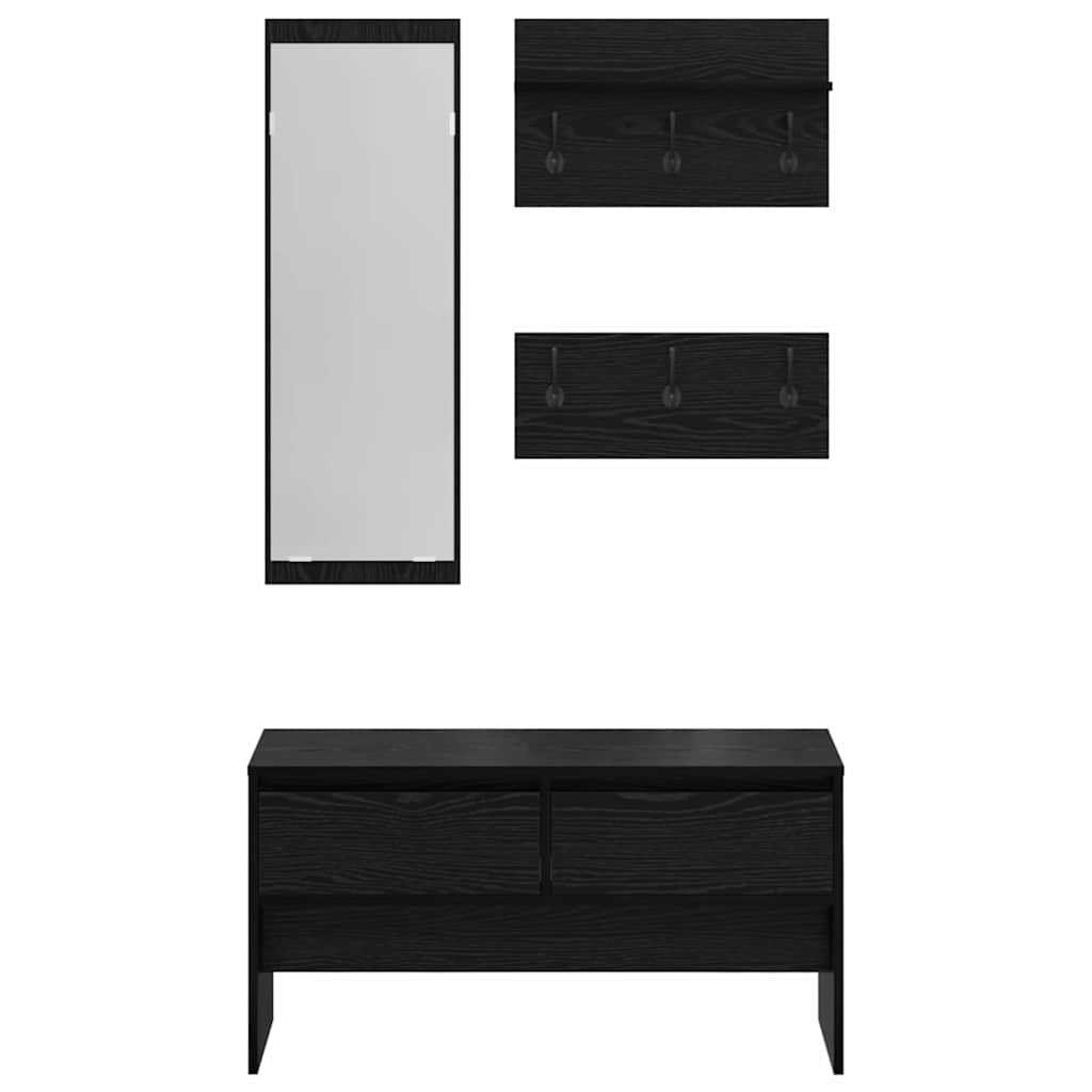 Set mobili da ingresso 4 pz Rovere Nero 90 x 31 x 46,5 cm