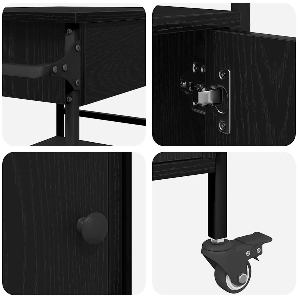 Carrello da Cucina Rovere Nero 56 x 43 x 89.5 cm