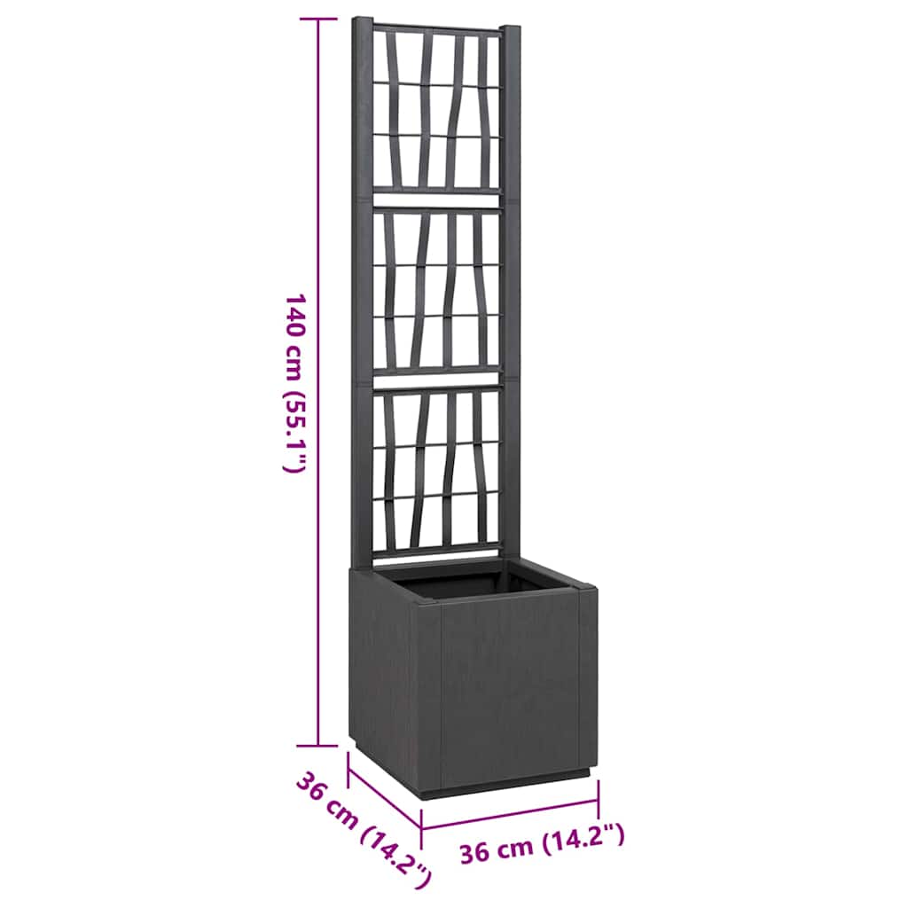 Vaso da Giardino con Trellis Grigio Scuro 36 x 36 x 140 cm PP | homemem39