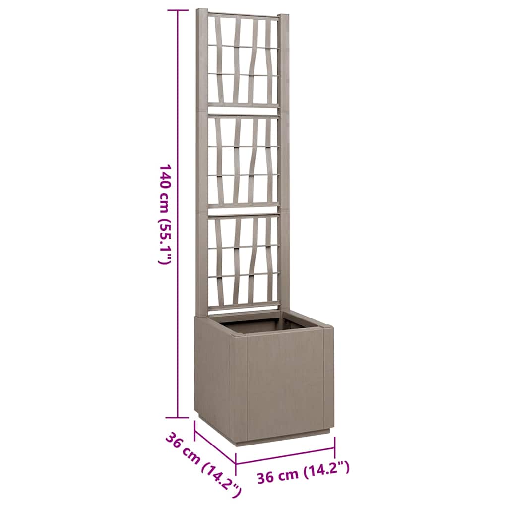 Vaso da Giardino con Trellis Marrone Chiaro 36 x 36 x 140 cm PP | homemem39
