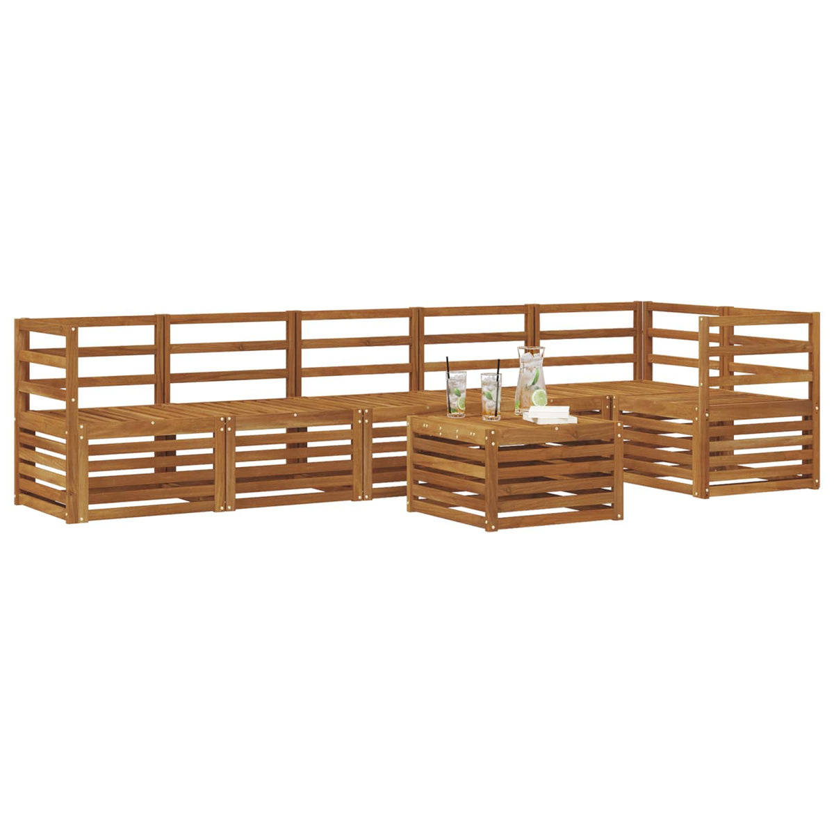Set di divani da esterno 7 pz Naturale Poliestere - homemem39