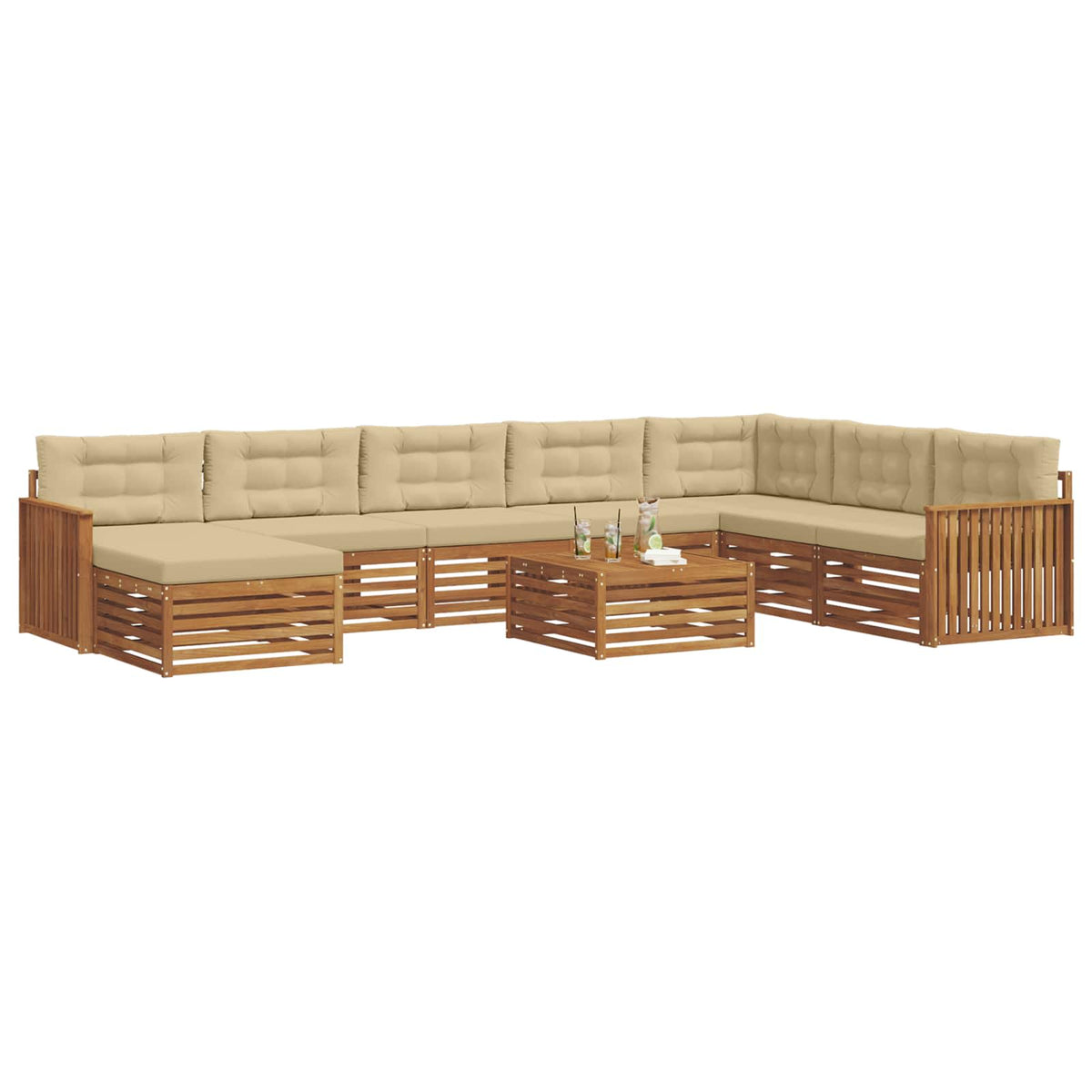 Set di divani da esterno 9 pz Naturale e Beige - homemem39