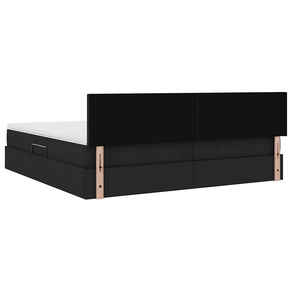 Letto con contenitore e materasso Nero 200 x 200 cm Velluto