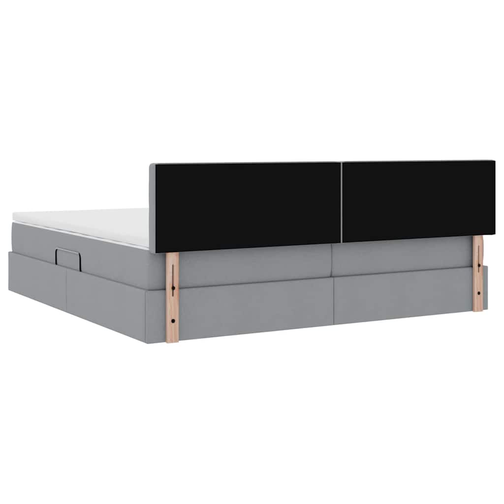 Letto con contenitore e materasso Grigio chiaro 200 x 200 cm