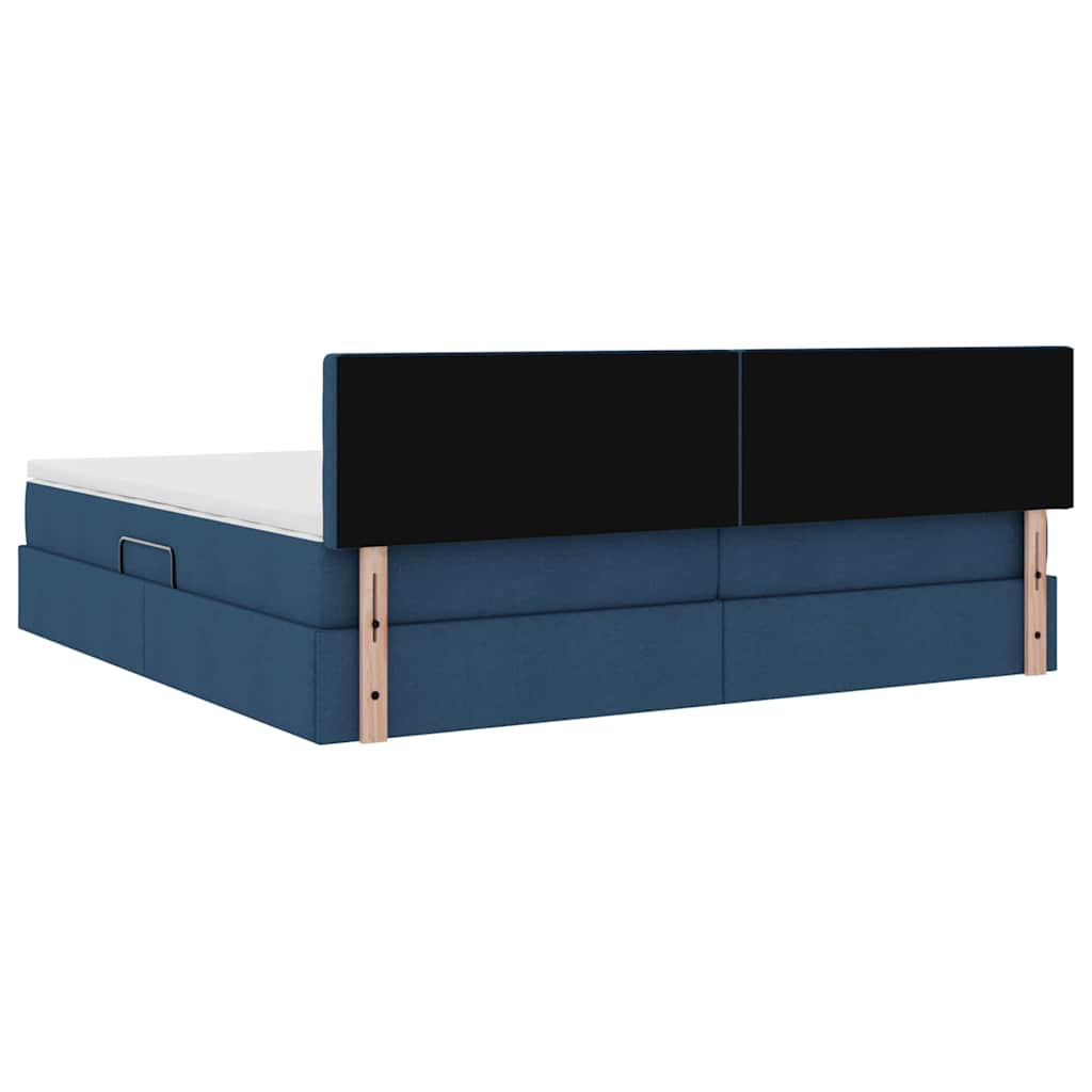 Letto con contenitore e materasso Blu 200 x 200 cm Velluto