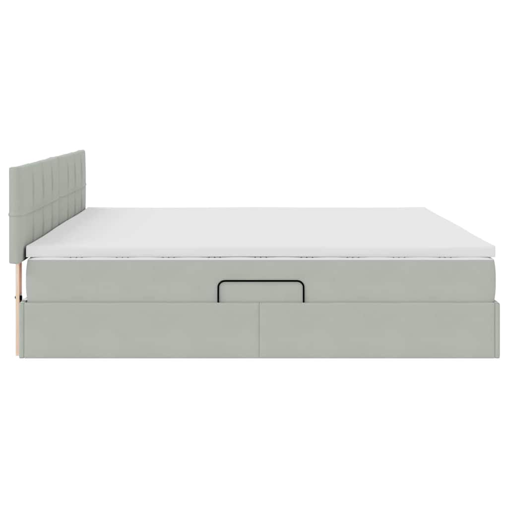 Letto con Contenitore Grigio chiaro 200 x 200 cm Velluto