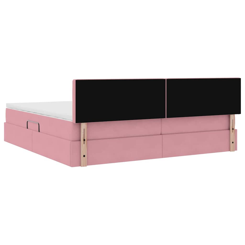 Letto con Contenitore con materasso Rosa 200 x 200 cm Velluto