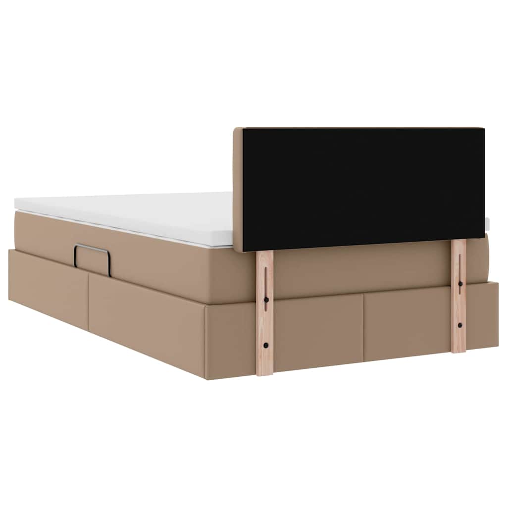 Letto con luci a strisce a LED Cappuccino 120 x 200 cm PVC