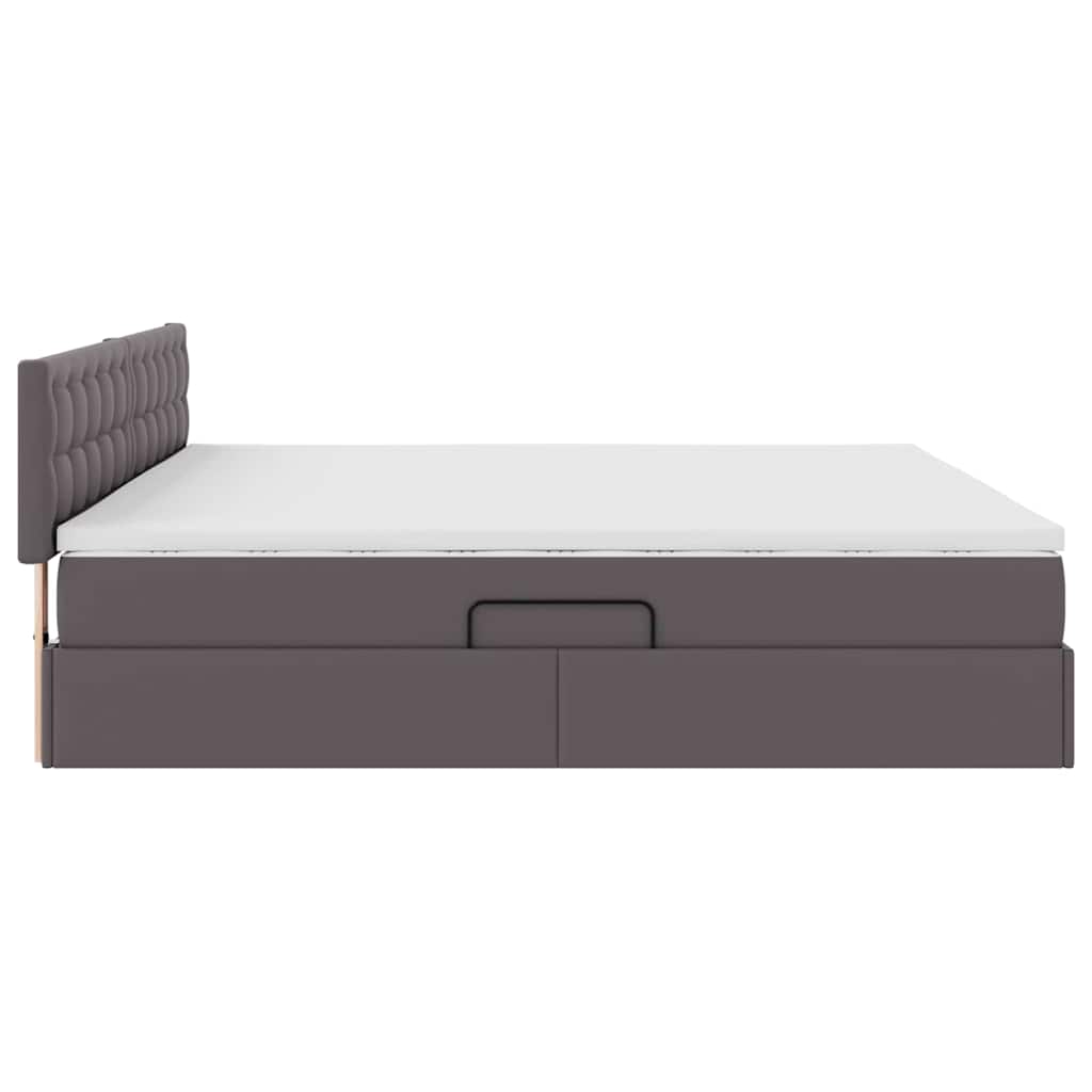 Letto con luci a strisce a LED Grigio chiaro 200 x 200 cm PVC