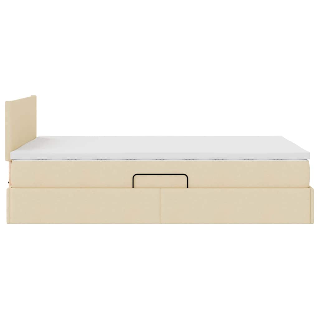 Letto con luci a strisce a LED Crema 120 x 200 cm Tessuto