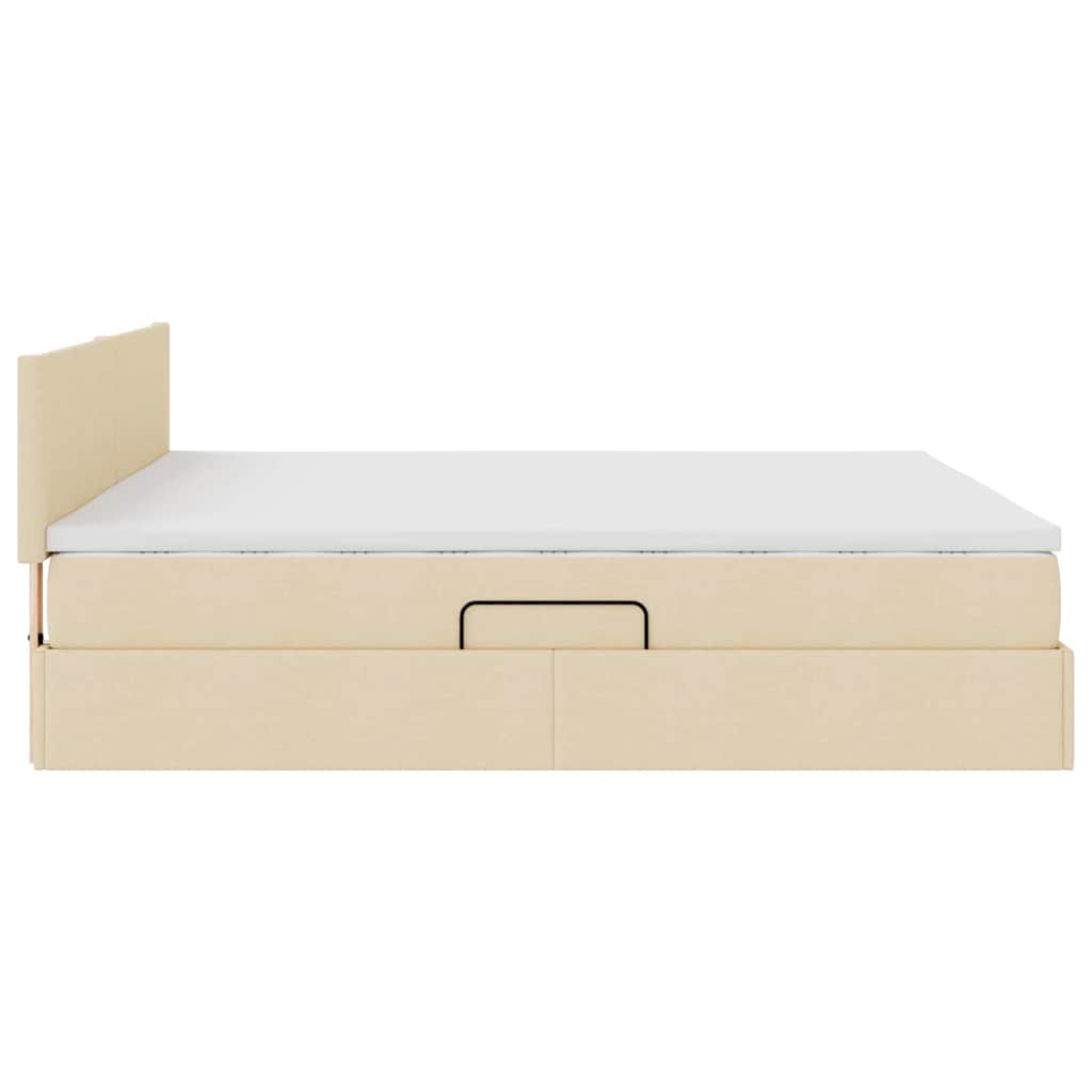 Letto con luci a strisce a LED Crema 180 x 200 cm Tessuto